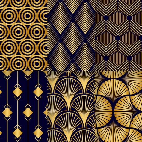 Premium Vector Collection Of Golden Art Deco Patterns