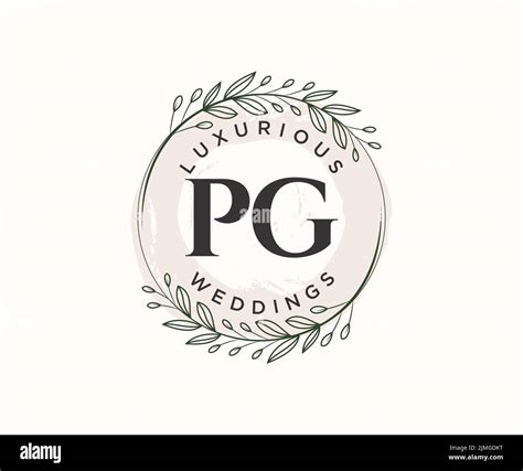 PG Initials Letter Wedding Monogram Logos Template Hand Drawn Modern