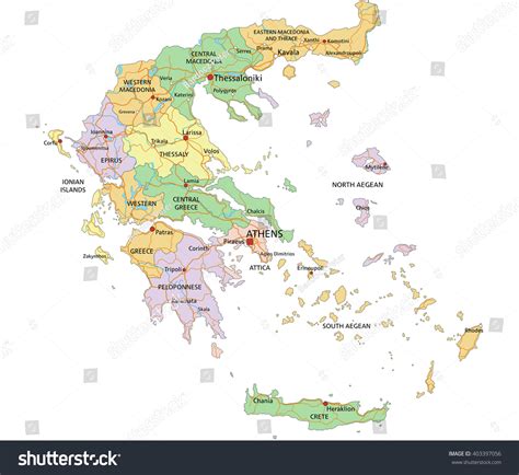 Greece Highly Detailed Editable Political Map Stock Vector (Royalty ...