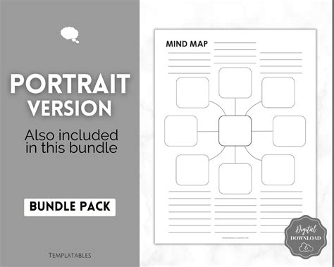 Mind Map Template, Printable Mind Map Planner, Study Guide Template, Brain Dump, Brainstorm ...