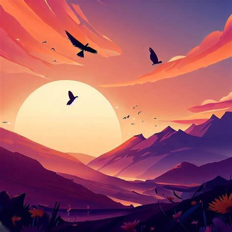 Premium AI Image | retro sunset illustration art