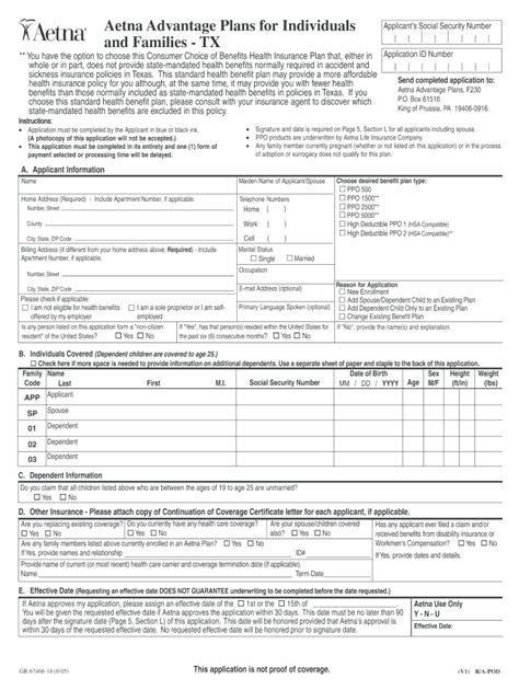 Aetna Advantage Plans For Individuals And Families Tx Fill Out Sign