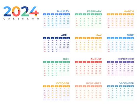 Ensemble De 12 Calendriers Minimalistes Calendrier 2024 Modèle