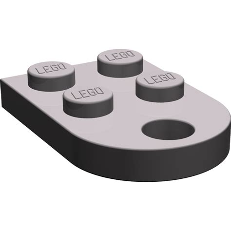 Lego Dark Stone Gray Plate X With Rounded End And Pin Hole