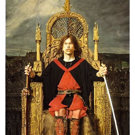 Medieval King On A Throne By Edgar Maxence And Caravaggio And Michael