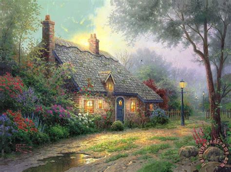 Thomas Kinkade Moonlight Cottage painting - Moonlight Cottage print for sale