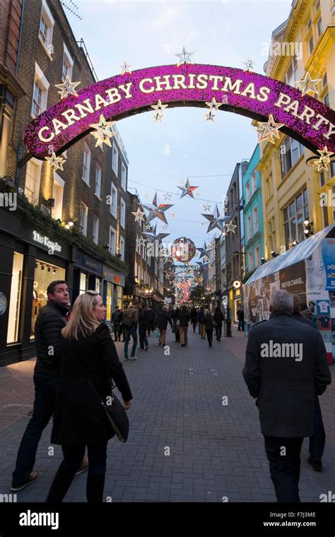 Christmas Decorations In Carnaby Street London England Uk Stock