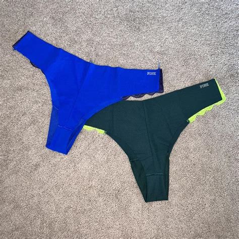 Victorias Secret Womens Blue And Green Panties Depop