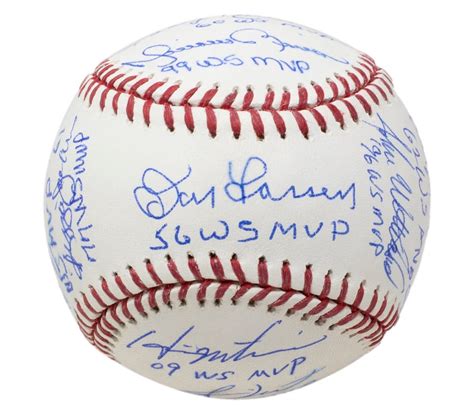 2000 Yankees World Series Mvp Signed Baseball Jeter Rivera Steiner Mlb