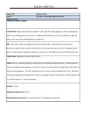 SU NSG W A Docx Pediatric SOAP Note Name KP Date Sex F Years Lake