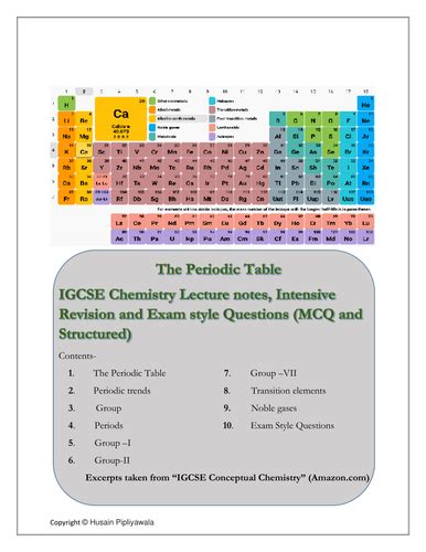 Igcse Chemistry Periodic Table Chapter Notes Examples And Exam Style