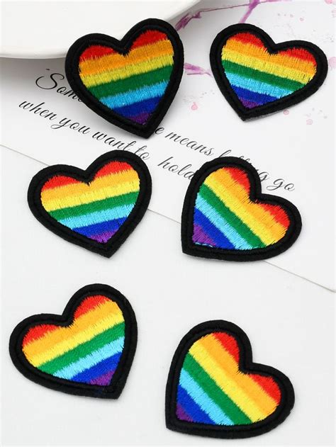 Heart Shaped Iron On Patches Set Of