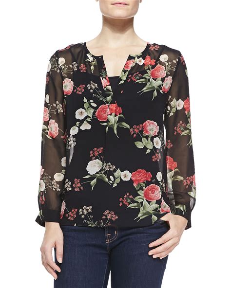 Joie Maurelle Floral Print Silk Blouse In Floral Lyst