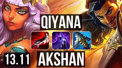 QIYANA Vs AKSHAN MID Rank 6 Qiyana 6 Solo Kills Legendary KR