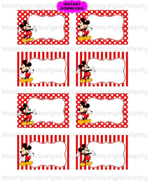 Free Printable Mickey Mouse Name Tags Editable Mickey Mouse Birthday