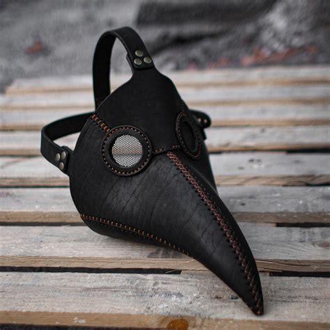 Plague Doctor Mask Leather Black Medieval Bird Mask Etsy