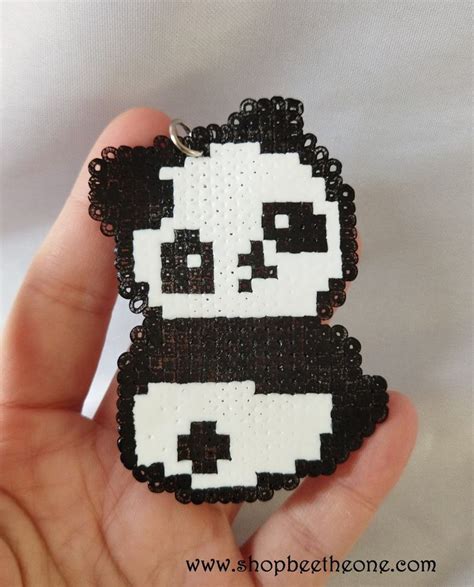 Porte clés en perles à repasser hama panda kawaii 3 modèles fait