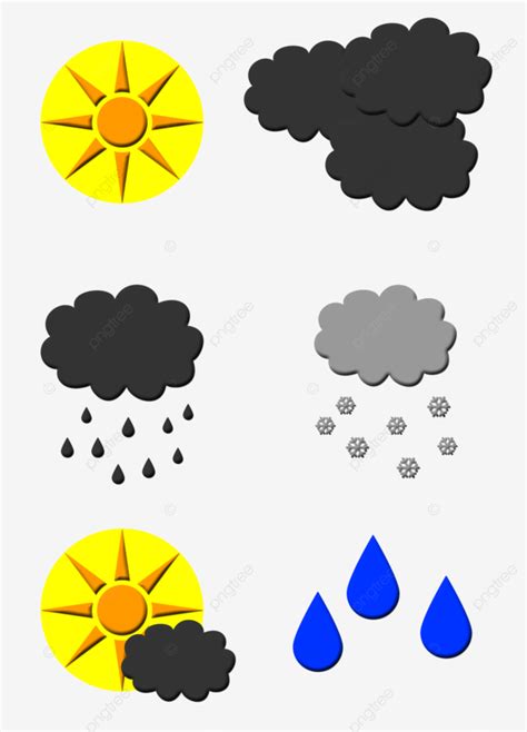 Weather Forecast Symbols Ciipping Path, Snow, Cold, Raindrops PNG ...