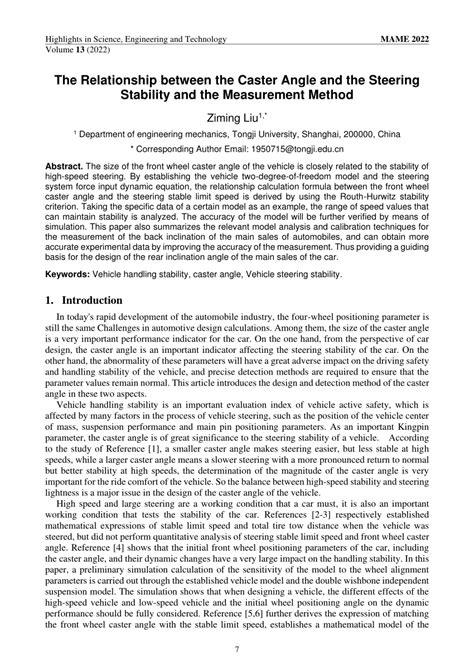 (PDF) The Relationship between the Caster Angle and the Steering ...