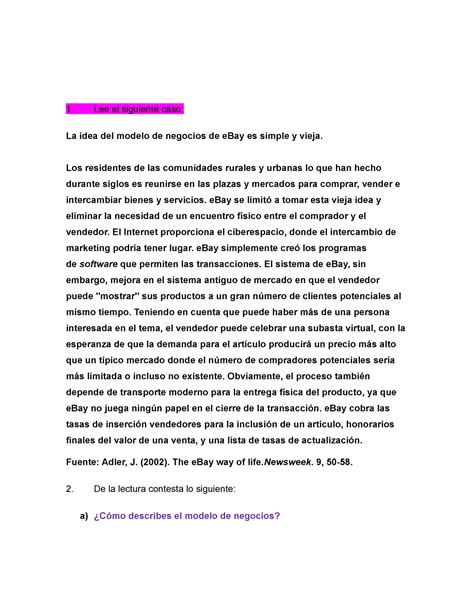 Negocios Y La Cadena De Valor Evidencia 1 Lee El Siguiente Caso La