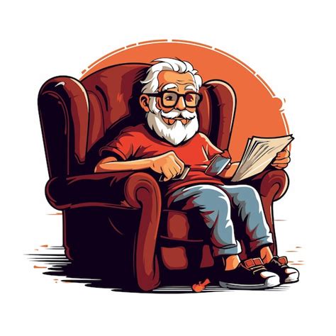 Premium Vector Old Man Reading A Book Sitting In An Armchair Vector