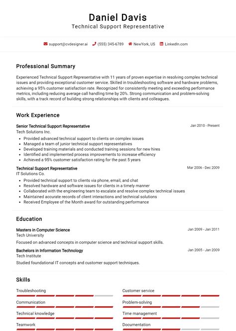 Technical Support Representative Resume Example For Top Templates