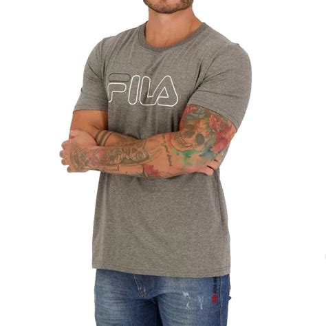 Camiseta Fila Letter Outline Masculina Cinza