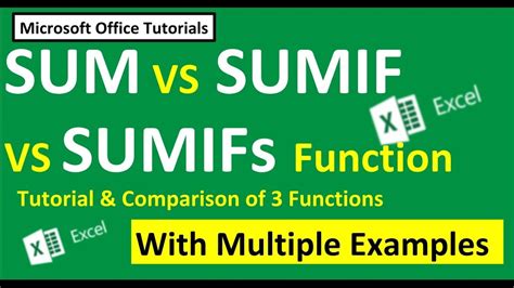 Sum Sumif And Sumifs Excel Tutorial And Comparison Of Functions