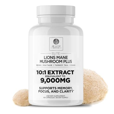 Dr Emil Nutrition Mg Organic Lions Mane Supplement Capsules For