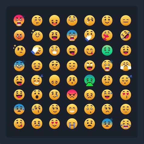 Grupo De Conjunto Completo De Emoticons Emoji Vetor Premium