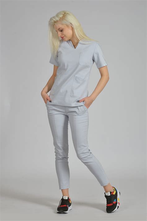 Bluzka medyczna damska Scrubs V Neck WarmGray Odzież Medyczna