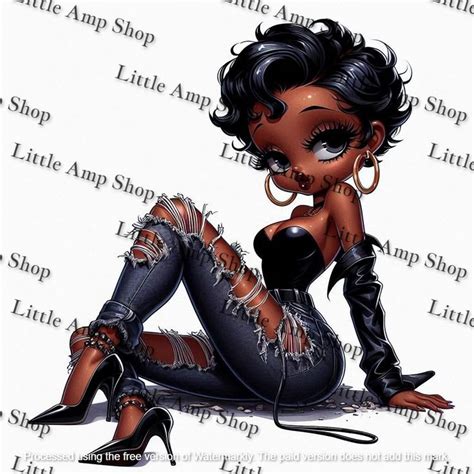 Beautiful African American Betty Boop Digital Art Png Clip Art Print