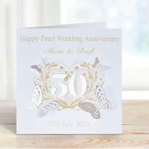 Personalised Handmade Pearl Wedding Anniversary Card Etsy UK