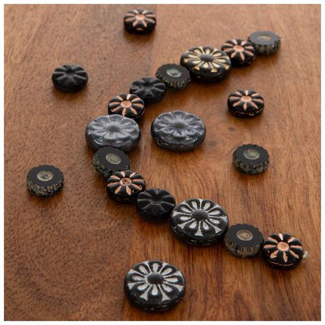 Black Round Flower Bead Strand Hobby Lobby