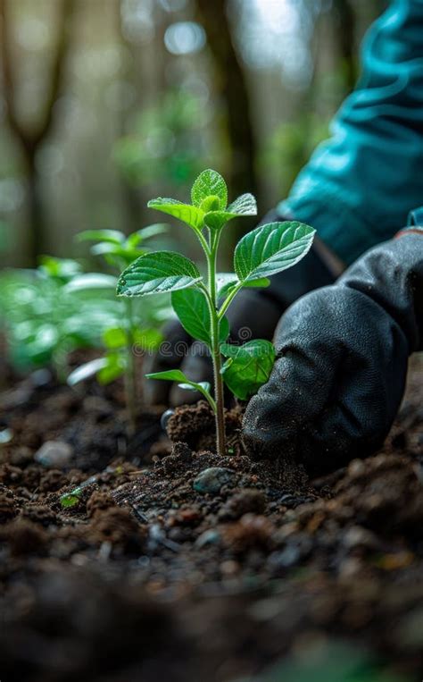 Farmer Planting Young Seedlings In The Vegetable Garden Stock Photo