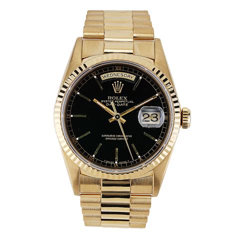 Rolex President Day Date 18k Yellow Gold Black Dial 36mm New York Jewelers Chicago