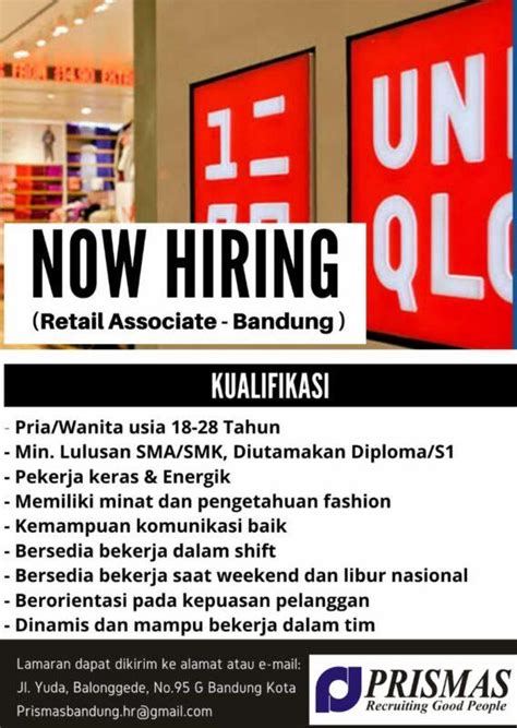 Lowongan Kerja Retail Associate Di Pt Prismas Jamintara Lokerbandung Id