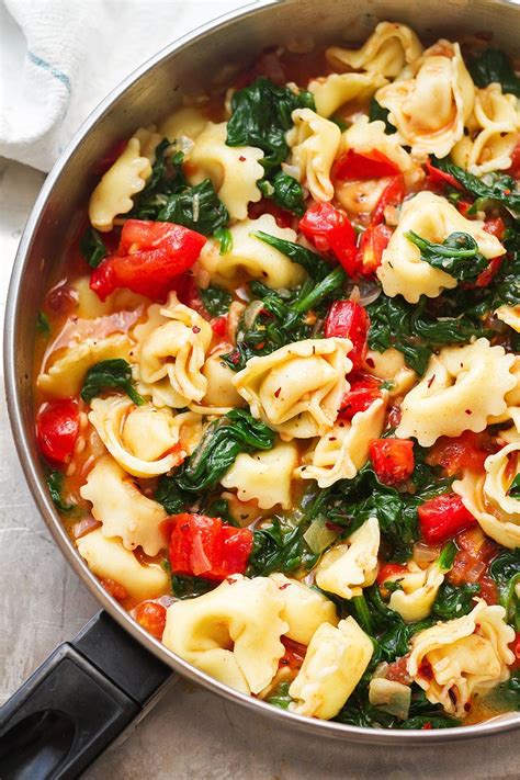 Tortellini Pasta In Garlic Spinach Tomato Sauce Tortellini Pasta