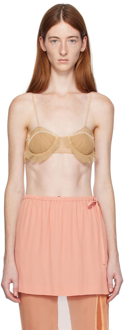 Beige Exploding Flower Bra By Nensi Dojaka On Sale