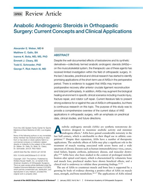 Pdf Anabolic Androgenic Steroids In Orthopaedic Surgery Current Concepts And Clinical