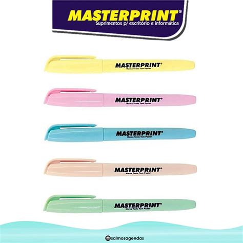 Kit 5 Canetas Marca Texto Tom Pastel Masterprint Cores Variadas