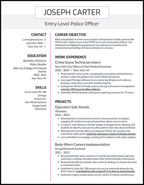 5 Entry Level Police Officer Resume Examples For 2025