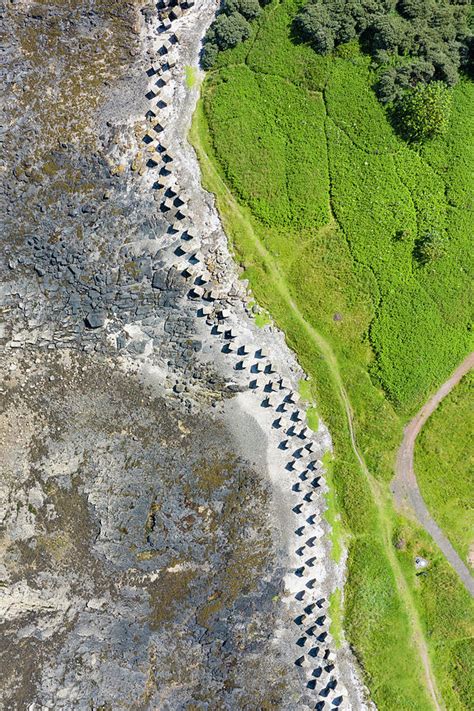 Aerial View Of Ww2 Anti Tank Defenses Longniddry Scotland Photograph