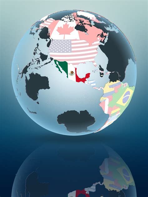 Mexico On Globe With Flags Stock Illustration Illustration Of Sphere