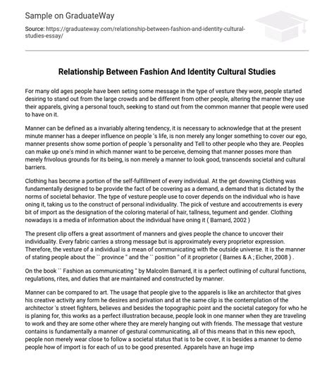 ⇉relationship Between Fashion And Identity Cultural Studies Essay