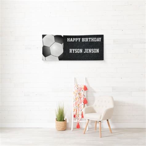 Happy Birthday Soccer Ball Child's Birthday Banner | Zazzle