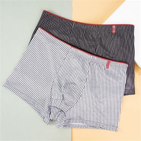 Mens Underwear Men Plus Size Panties Stripe Boxers Briefs Shorts Boxer Sexy Lingerie Cotton