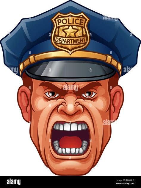 Policeman Angry Police Man Cartoon Character Cop Stock Vector Image