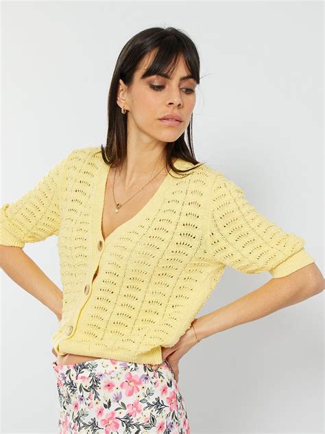 Gilet En Maille Jaune Kiabi 15 00