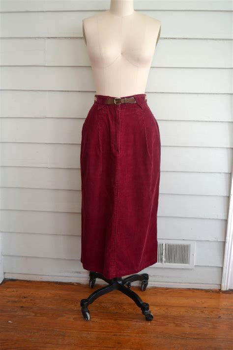 Vintage 1970s Or 1980s Red Corduroy Skirt Small Or Medium Etsy